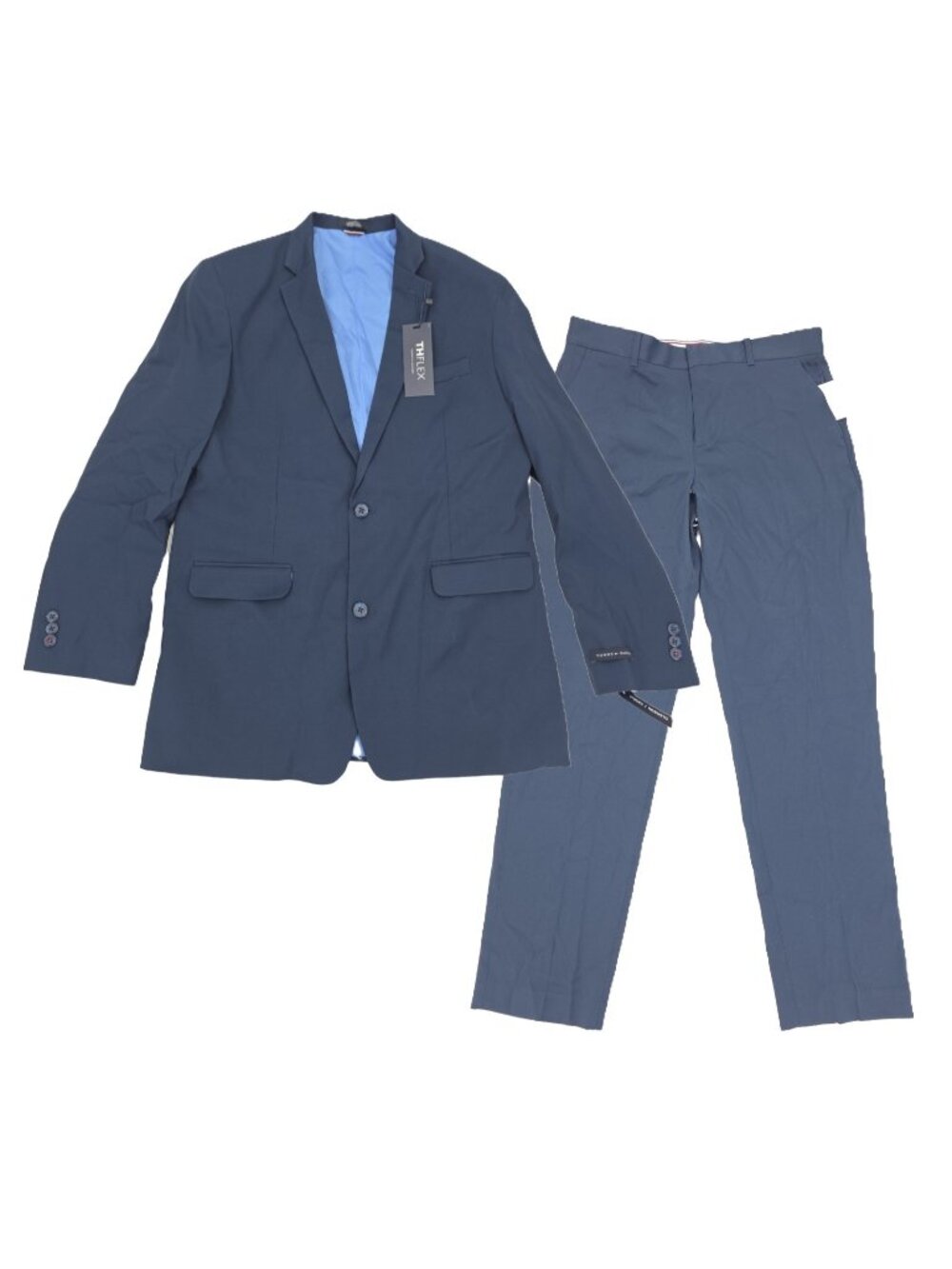 Tommy Hilfiger TH Flex 2 Piece Suit Set Jacket Pants Boys 20 Husky Blue Solid
